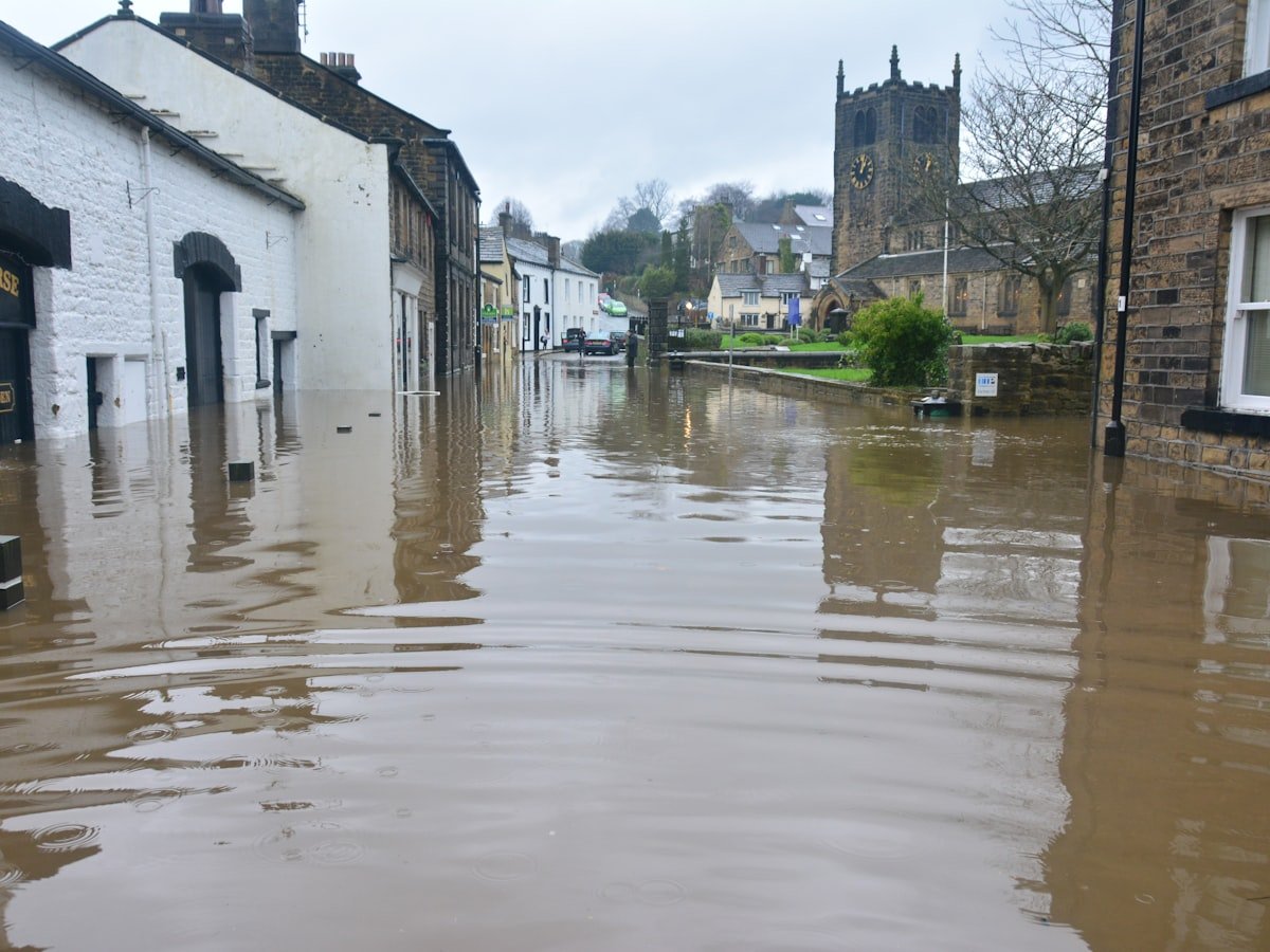 Flooded home awaiting water damage restoration
