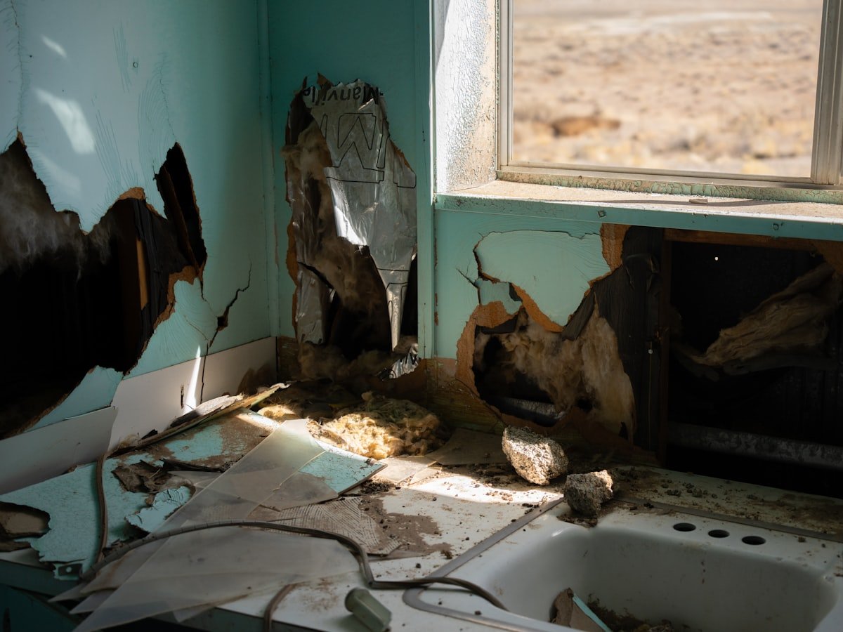 Water damaged room before restoration
